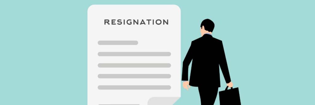 graphic illustration of man resigning from job